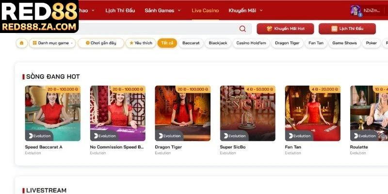 Khám phá các trò chơi nổi bật tại khu Casino RED88