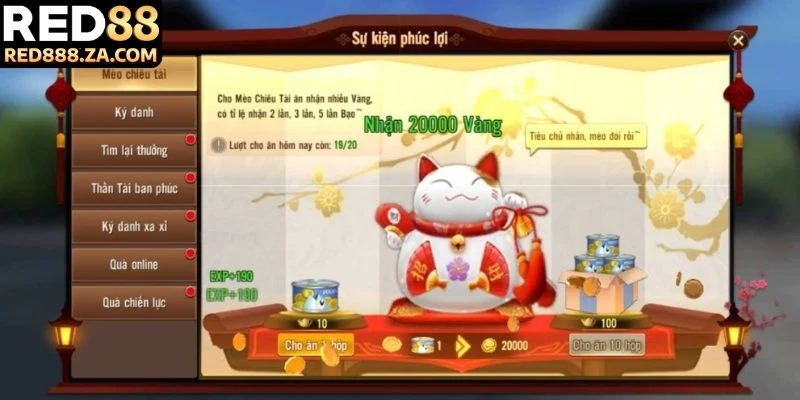 Mèo Chiêu Tài tạo hứng khởi trong từng lượt quay